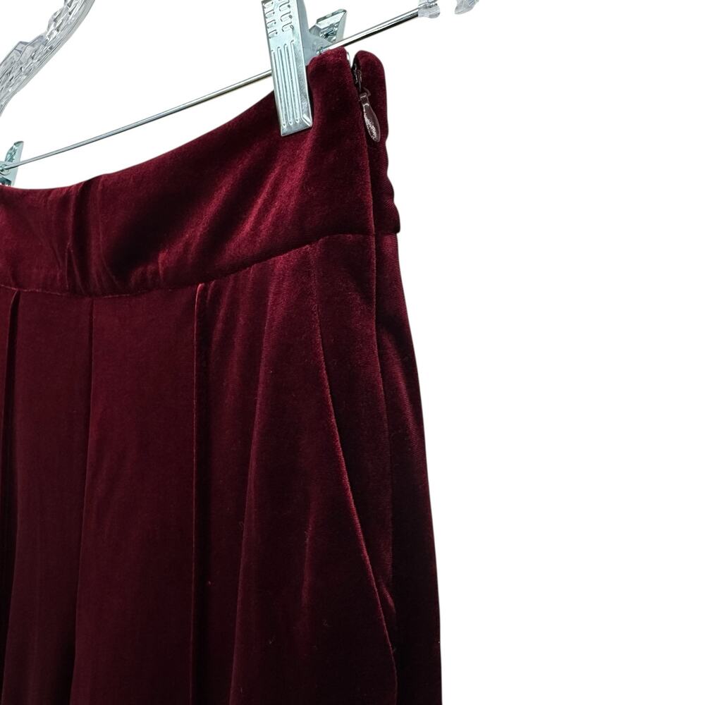 I.N.C. International Concepts Burgundy Red Pintuck Velvet Wide Leg Pants Size S - Picture 6 of 12